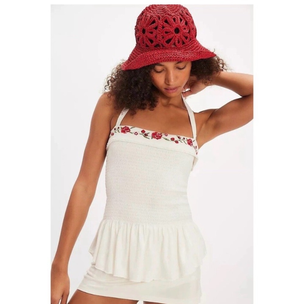 New Free People Alee Halter Top- White